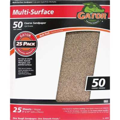 Gator Multi-Surface 9 In. x 11 In. 50 Grit Coarse Sandpaper (25-Pack)