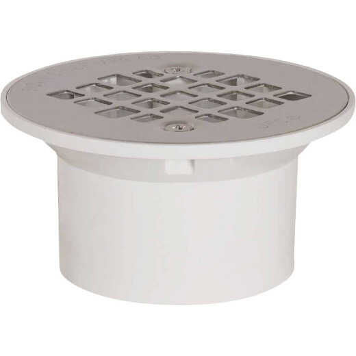 Sioux Chief 2 In. x 3 In. PVC/Stainless Steel Screw Floor Drain